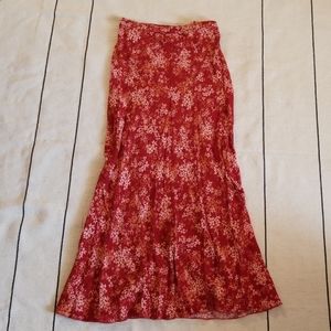 {Free People} Red Floral Skirt